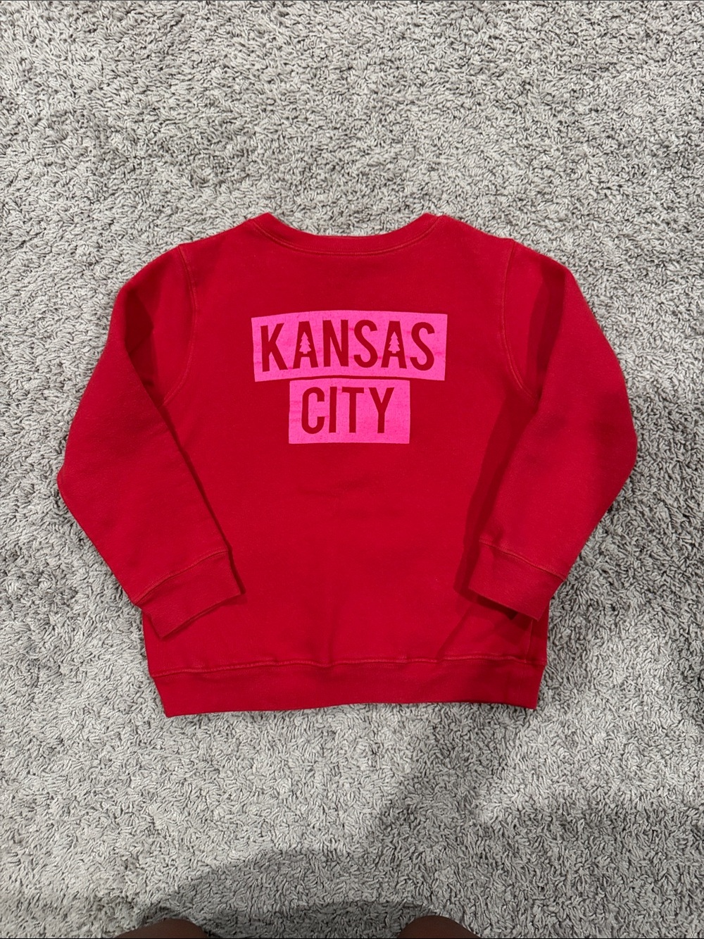 PINK Victoria's Secret Red Sweatshirt with Pink Kansas City Graphic